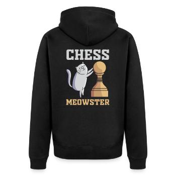 Katzen Katze - Chess Meowster Schachmeister - Unisex Premium Bio Zip Hoodie - Schwarz - Hinten - Nico (187cm)