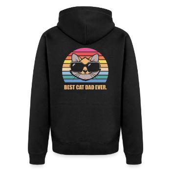 Cats Cat Father Dad Gift - Unisex Premium Organic Zip Hoodie - black - Back - Nico (187cm)