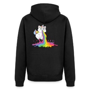 Kotzende Regenbogen Katze - Katzen Geschenk - Unisex Premium Bio Zip Hoodie - Schwarz - Hinten - Nico (187cm)