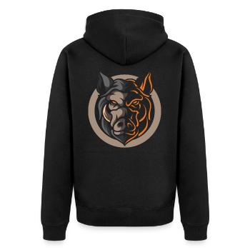 Eber, geschenk schwein sau wildschwein - Unisex Premium Bio Zip Hoodie - Schwarz - Hinten - Nico (187cm)