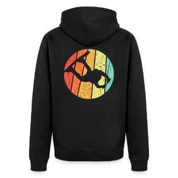 Wakeboard Wakeboarder Retro Geschenk - Unisex Premium Bio Zip Hoodie - Schwarz - Hinten - Nico (187cm)