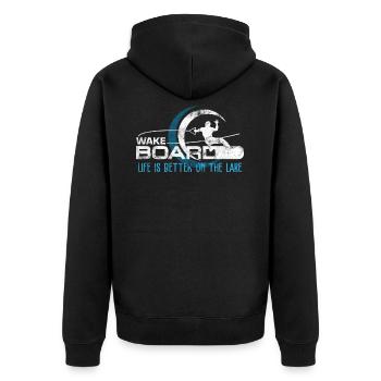 Wakeboard Wakeboarder Wellenreiter - Unisex Premium Bio Zip Hoodie - Schwarz - Hinten - Nico (187cm)
