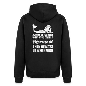 Meerjungfrau lustige Sprüche Geschenkidee - Unisex Premium Bio Zip Hoodie - Schwarz - Hinten - Nico (187cm)