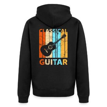 Klassische Gitarre - Unisex Premium Bio Zip Hoodie - Schwarz - Hinten - Nico (187cm)