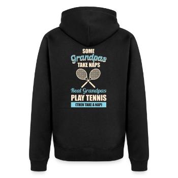 Tennis Opa Geschenk - Unisex Premium Organic Zip Hoodie - black - Back - Nico (187cm)