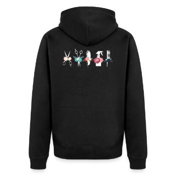 Passion de coiffeur - Veste à capuche bio Premium Unisexe - noir - Dos - Nico (187cm)