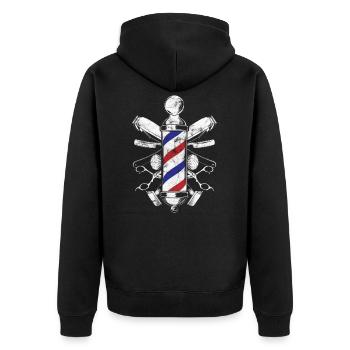 Barber Friseur Haare - Unisex Premium Bio Zip Hoodie - Schwarz - Hinten - Nico (187cm)