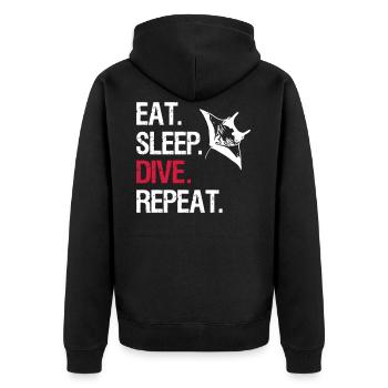 Eat Sleep Dive Repeat - Manta Ray - Vector Design - Unisex Premium Organic Zip Hoodie - black - Back - Nico (187cm)