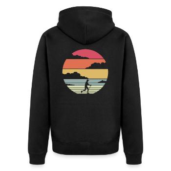 Nordic Walking Retro - Unisex Premium Organic Zip Hoodie - black - Back - Nico (187cm)