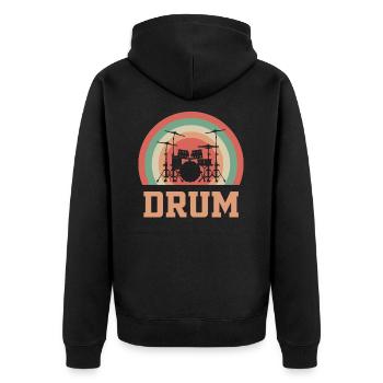 Drum Drummer Drum - Unisex Premium Organic Zip Hoodie - black - Back - Nico (187cm)