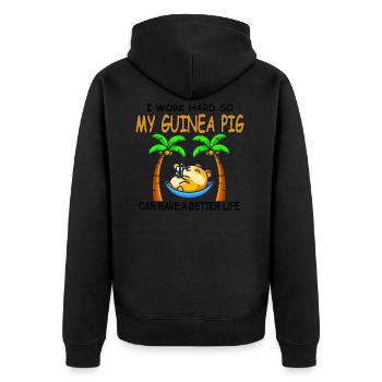 Meerschweinchen - Unisex Premium Bio Zip Hoodie - Schwarz - Hinten - Nico (187cm)