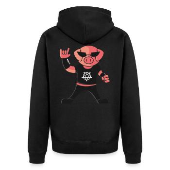 Heavy Metal Pig, rocker français à la fourche - Veste à capuche bio Premium Unisexe - noir - Dos - Nico (187cm)