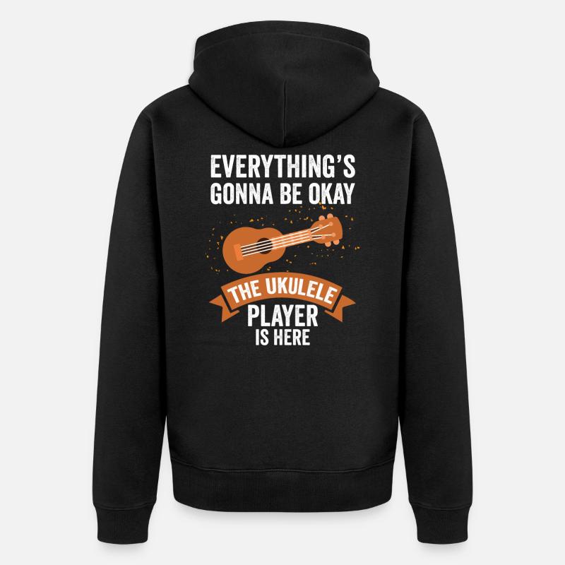 Ukulele Sprüche Geschenk - Unisex Premium Bio Zip Hoodie - Schwarz