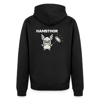 Hamster - Hamsthor lustige Geschenkidee - Unisex Premium Bio Zip Hoodie - Schwarz - Hinten - Nico (187cm)