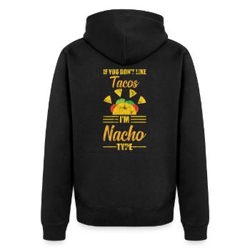 Tacos Nachos Geschenk - Unisex Premium Bio Zip Hoodie - Schwarz - Hinten - Nico (187cm)