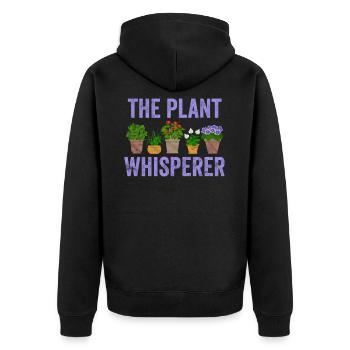 The plant whisperer - Unisex Premium Organic Zip Hoodie - black - Back - Nico (187cm)