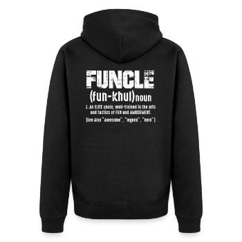 Uncle fun funny gift - Unisex Premium Organic Zip Hoodie - black - Back - Nico (187cm)