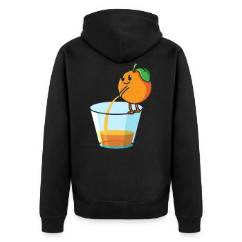 Pinkelnde Orange, geschenk obst orangensaft frucht - Unisex Premium Bio Zip Hoodie - Schwarz - Hinten - Nico (187cm)