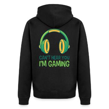 Gaming Headset, geschenk gaming videospiel nerd - Unisex Premium Bio Zip Hoodie - Schwarz - Hinten - Nico (187cm)