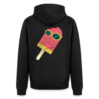 ice - Unisex Premium Organic Zip Hoodie - black - Back - Nico (187cm)