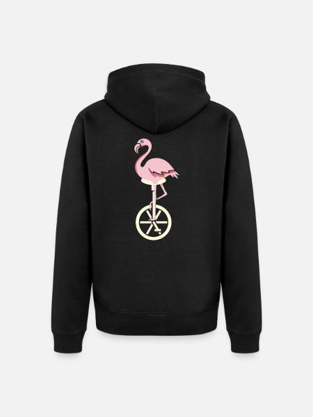 Unicycle flamingo summer gift - Unisex Premium Organic Zip Hoodie - black
