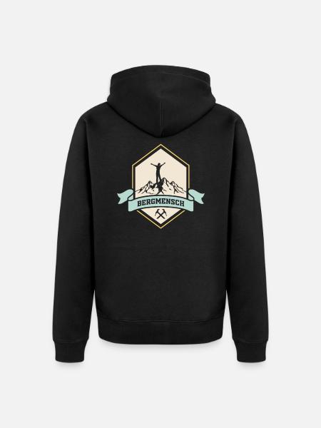 Bergmensch - Unisex Premium Bio Zip Hoodie - Schwarz
