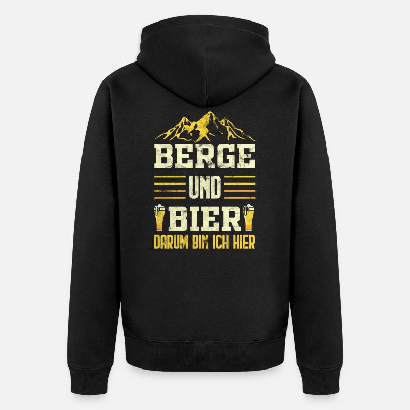 Bergsteigen Klettern Bier - Unisex Premium Bio Zip Hoodie - Schwarz