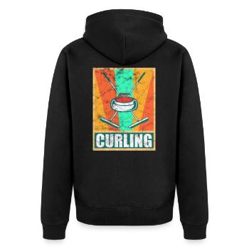 Curling Eisstockschießen Geschenk - Unisex Premium Bio Zip Hoodie - Schwarz - Hinten - Nico (187cm)