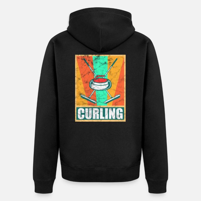 Curling Eisstockschießen Geschenk - Unisex Premium Bio Zip Hoodie - Schwarz