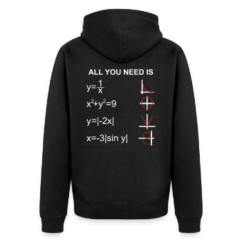 Mathematics love - Unisex Premium Organic Zip Hoodie - black - Back - Nico (187cm)