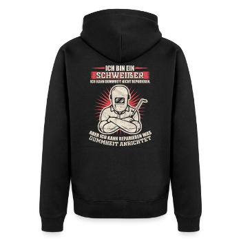 Schweißer Sprüche - Unisex Premium Bio Zip Hoodie - Schwarz - Hinten - Nico (187cm)