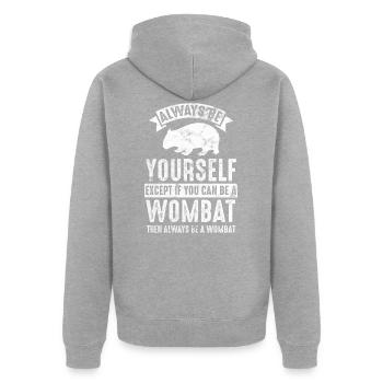 Wombats - Unisex Premium Organic Zip Hoodie - heather grey - Back - Nico (187cm)