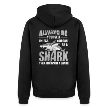 shark - Unisex Premium Organic Zip Hoodie - black - Back - Nico (187cm)