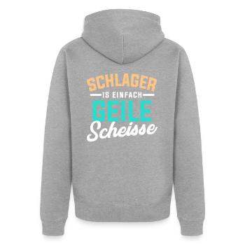 Schlager - Unisex Premium Bio Zip Hoodie - Grau meliert - Hinten - Nico (187cm)