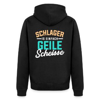 Schlager - Unisex Premium Bio Zip Hoodie - Schwarz - Hinten - Nico (187cm)