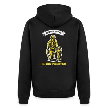 Feuerwehr Vater Tochter Geschenk - Unisex Premium Bio Zip Hoodie - Schwarz - Hinten - Nico (187cm)