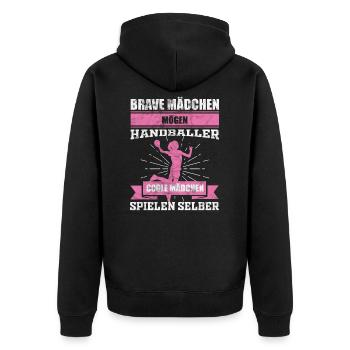Sports de fille de handball - Veste à capuche bio Premium Unisexe - noir - Dos - Nico (187cm)