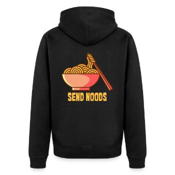 Send Noods, nudes nudeln lustig witzig pasta - Unisex Premium Bio Zip Hoodie - Schwarz - Hinten - Nico (187cm)
