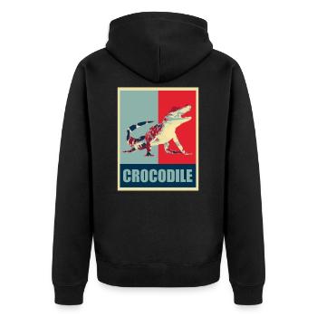 Krokodil Alligator - Unisex Premium Bio Zip Hoodie - Schwarz - Hinten - Nico (187cm)