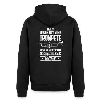 Trompeter Trompete lustiger Spruch Vintage - Unisex Premium Bio Zip Hoodie - Schwarz - Hinten - Nico (187cm)