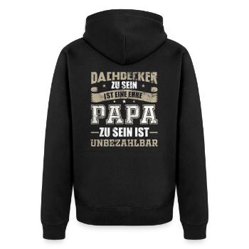 Dachdecker Papa Vater Geschenk - Unisex Premium Bio Zip Hoodie - Schwarz - Hinten - Nico (187cm)