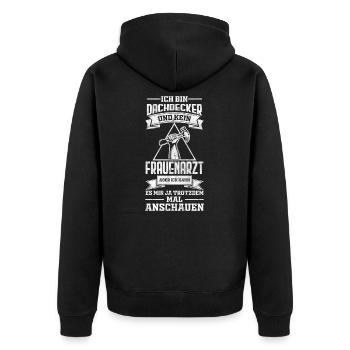 Lustige Dachdecker Sprüche - Unisex Premium Bio Zip Hoodie - Schwarz - Hinten - Nico (187cm)