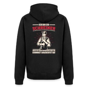 Tischler Schreiner lustige Sprüche - Unisex Premium Bio Zip Hoodie - Schwarz - Hinten - Nico (187cm)