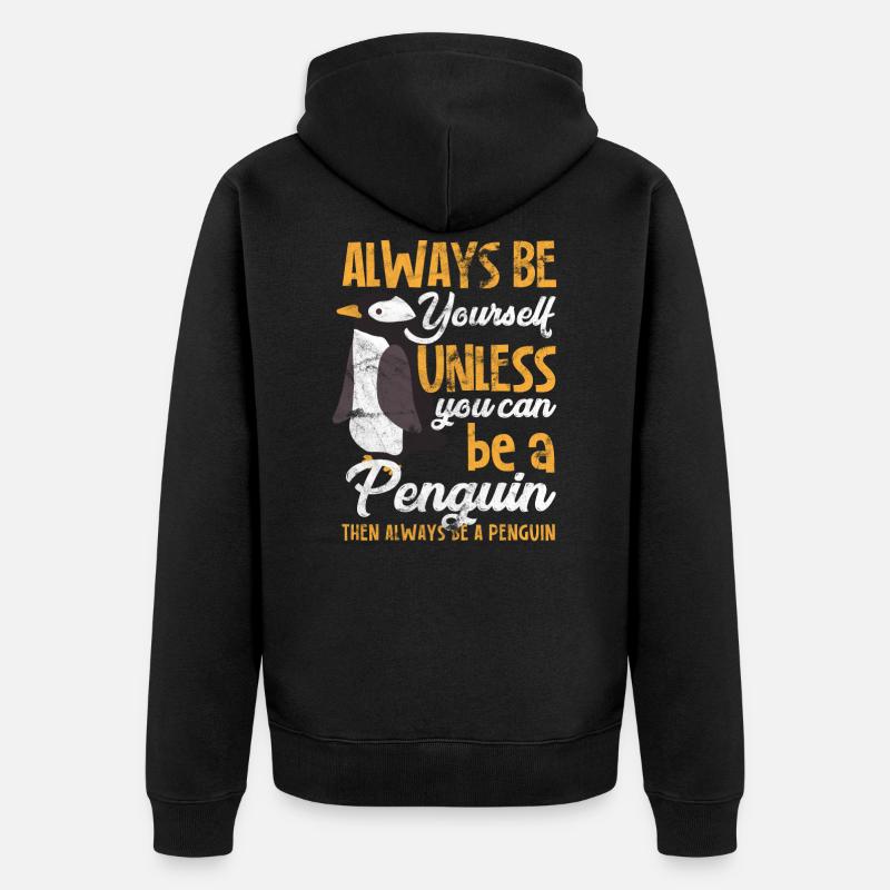 Cadeau drôle d'animal pingouin - Veste à capuche bio Premium Unisexe - noir