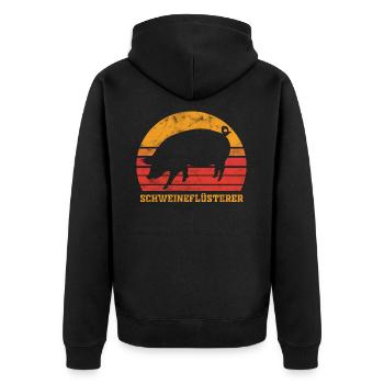 Pig pigs Pig whisperer - Unisex Premium Organic Zip Hoodie - black - Back - Nico (187cm)