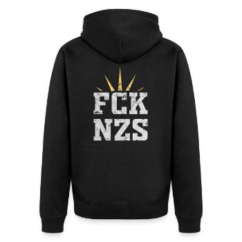Droits de l'homme - Fuck Nazis - Veste à capuche bio Premium Unisexe - noir - Dos - Nico (187cm)