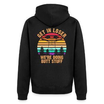 Alien - Alien Galaxy Funny Gift - Unisex Premium Organic Zip Hoodie - black - Back - Nico (187cm)