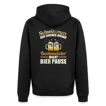 Cadeau de bière de maître nageur - Veste à capuche bio Premium Unisexe - noir - Dos - Nico (187cm)