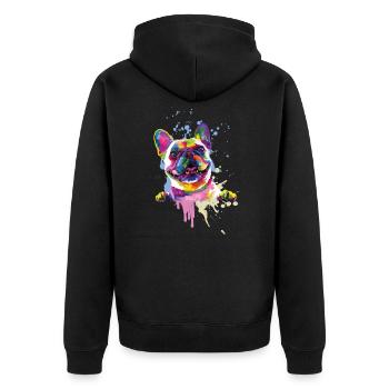 French Bulldog Bright Colors Gift - Unisex Premium Organic Zip Hoodie - black - Back - Nico (187cm)