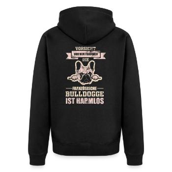 French Bulldog Animal Shelter - Unisex Premium Organic Zip Hoodie - black - Back - Nico (187cm)